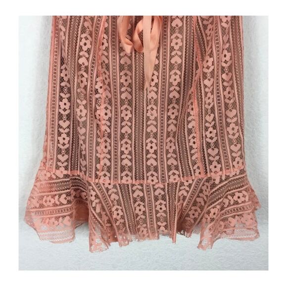 For Love & Lemons Peach Dakota Lace Off Shoulder Bustier Corset Dress Medium - Picture 10 of 15